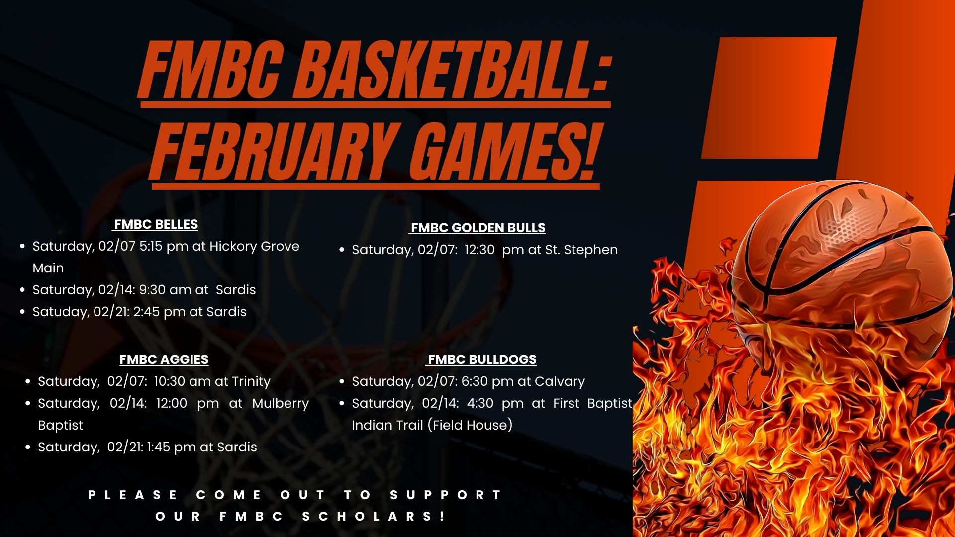 FMBC Basketball February Schedule